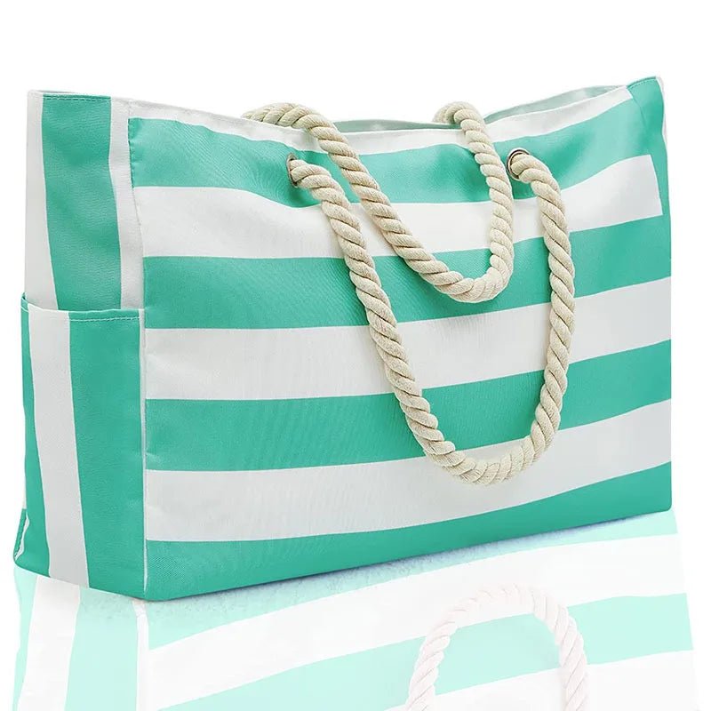 Bolsa de praia grande à prova d'água com zípper e alça de corda - Nik Modas