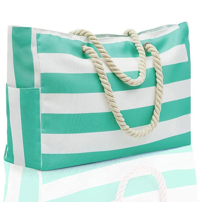 Bolsa de praia grande à prova d'água com zípper e alça de corda - Nik Modas