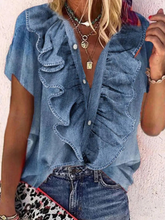 Camisa Casual com Babado - Nik Modas