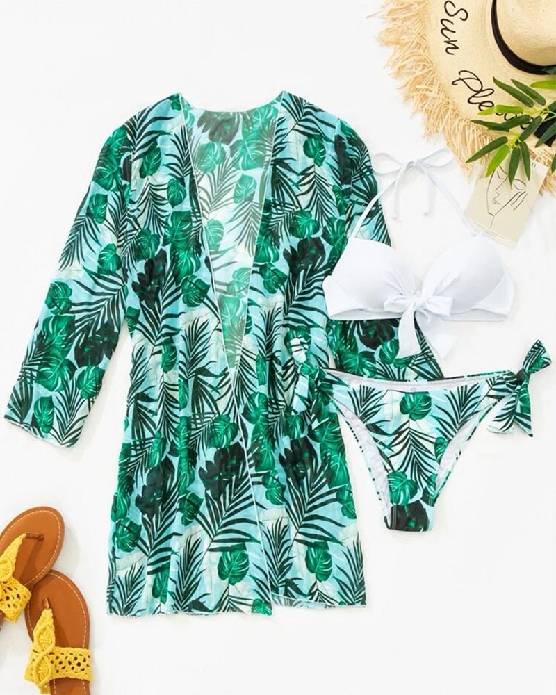 Kit Moda Praia Nó Busto - 05 Estampas - (Biquíni + Saída) - Magazine Nick e Mara