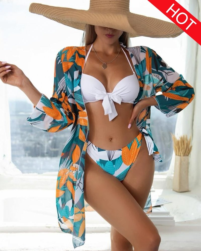Kit Moda Praia Nó Busto - 05 Estampas - (Biquíni + Saída) - Magazine Nick e Mara