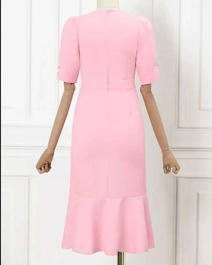 Vestido Elegante com Babados e Costura Sereia - Nik Modas