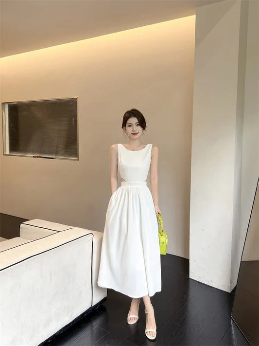 Vestido Midi com Recorte na Cintura - Nik Modas